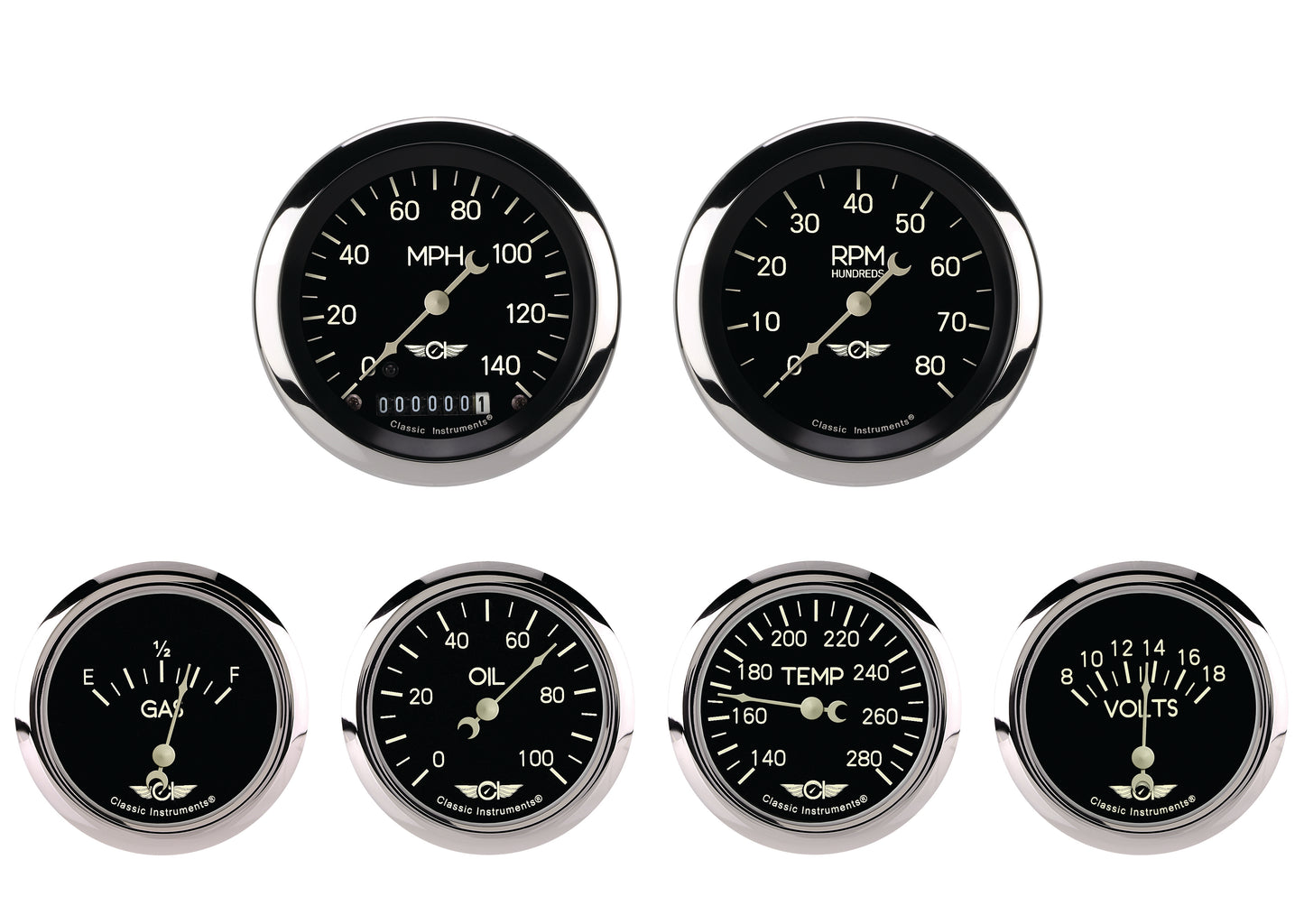 Classic Instruments Classic Series Six Gauge Set, 3-3/8" | Classic Instruments