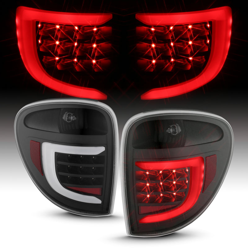 ANZO 2004-2007 Dodge Grand Caravan LED Tail Lights w/ Light Bar Black Housing Clear Lens