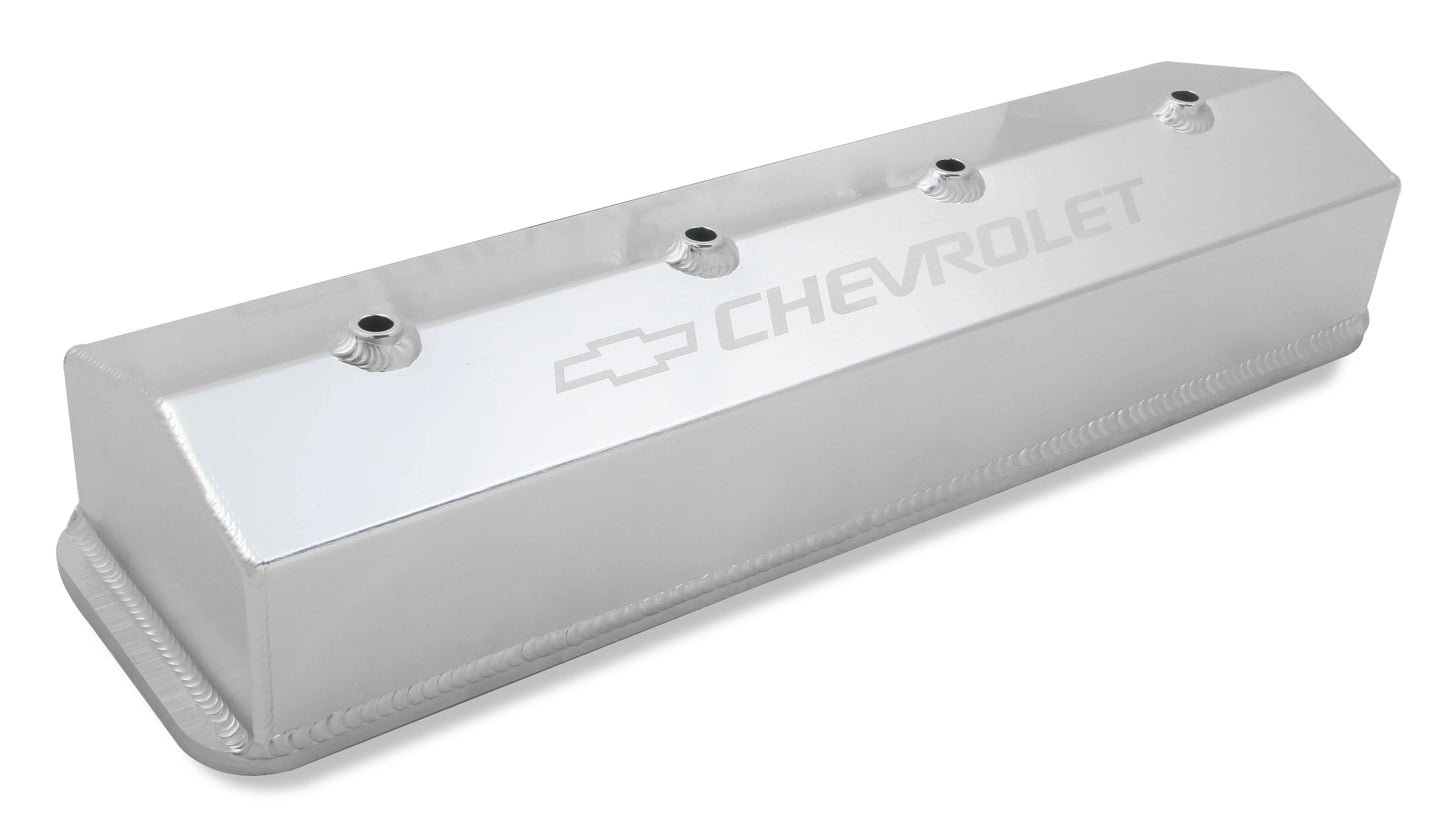 HOLLEY GM LICENSED VALVE COVER - TRACK SERIES - SBC - FABRICATED ALUMINUM - CENTER BOLT