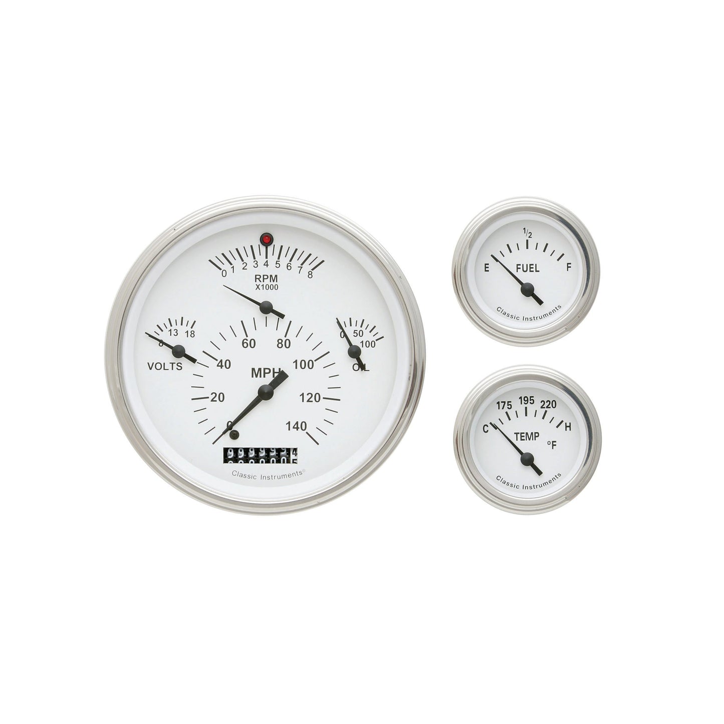 Classic Instruments 1957 Chevy 6 Gauge White-GM | Classic Instruments