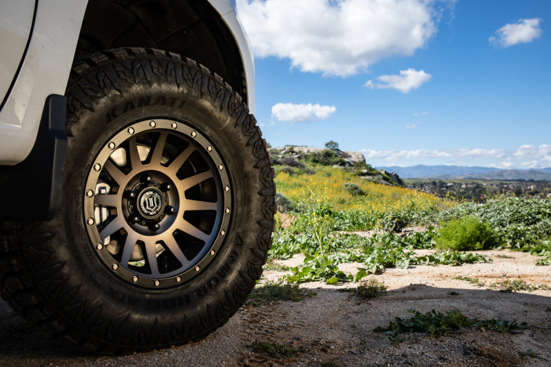 
                      
                        ICON Compression 17x8.5 6x5.5 0mm Offset 4.75in BS 106.1mm Bore Bronze Wheel
                      
                    