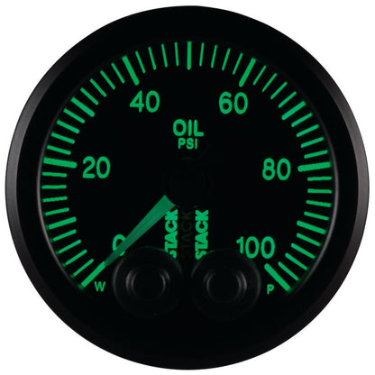 Autometer Stack Instruments Pro Control 52mm 0-100 PSI Oil Pressure Gauge - Black (1/8in NPTF Male)