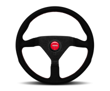 Momo Montecarlo Alcantara Steering Wheel 350 mm - Black/Red Stitch/Black Spokes