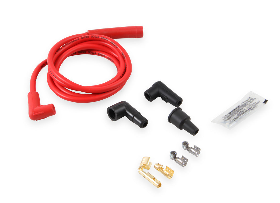 Single Wire Replacement Kit - Staight and 90° Spark plug boots - Universal - Red