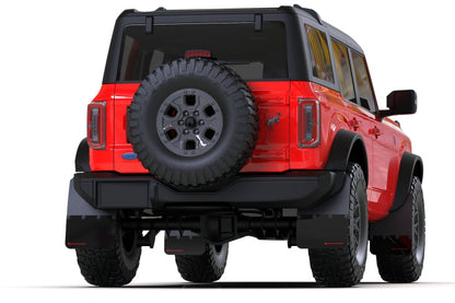 Rally Armor 21-25 Ford Bronco (Plstc Bmpr + RB - NO Rptr/Sprt) Blk Mud Flap w/Area Blue Logo