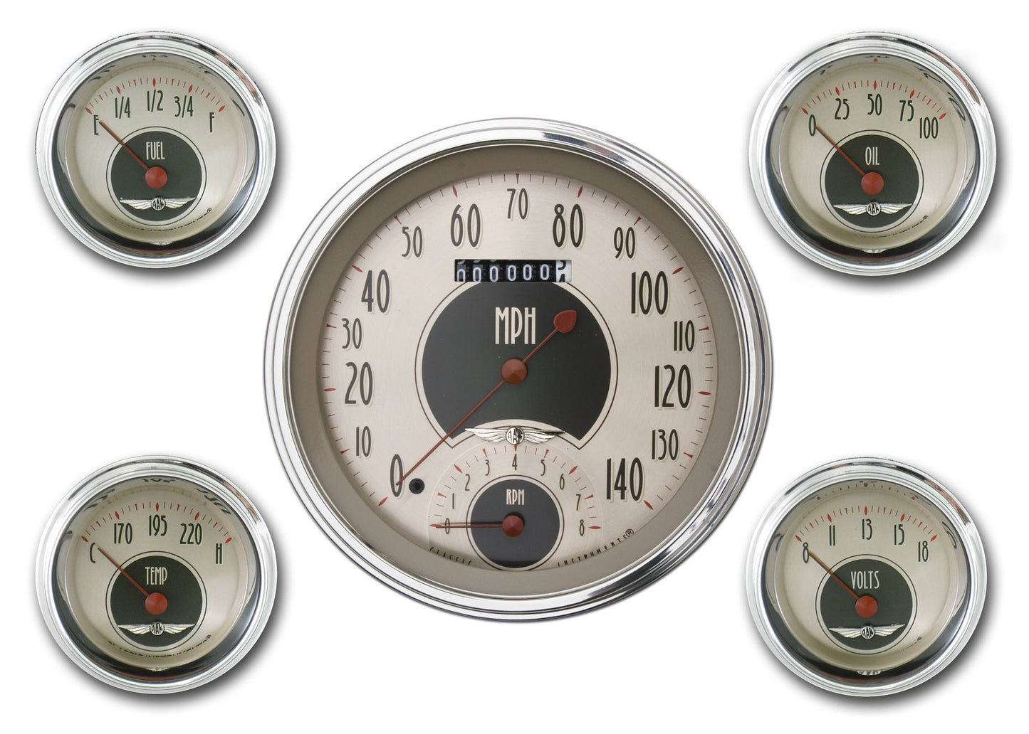 Classic Instruments American Nickel 5 Gauge Set | Classic Instruments