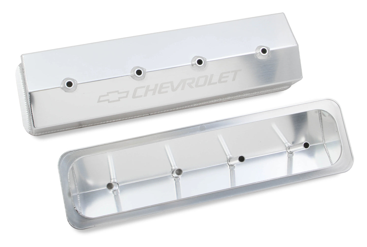 HOLLEY GM LICENSED VALVE COVER - TRACK SERIES - SBC - FABRICATED ALUMINUM - CENTER BOLT