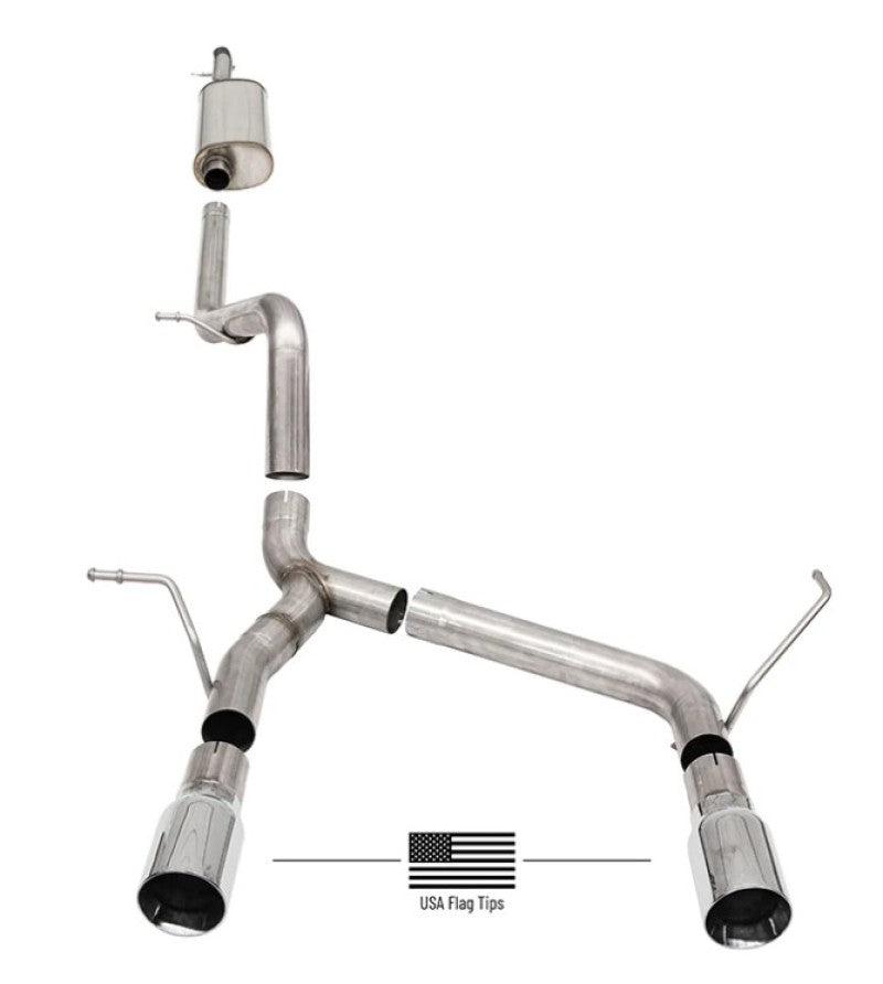 Corsa 2018-2025 Jeep Wrangler JLU 3.6L 2.75in Sport Cat-Back Exhaust w/ American Flag Tips