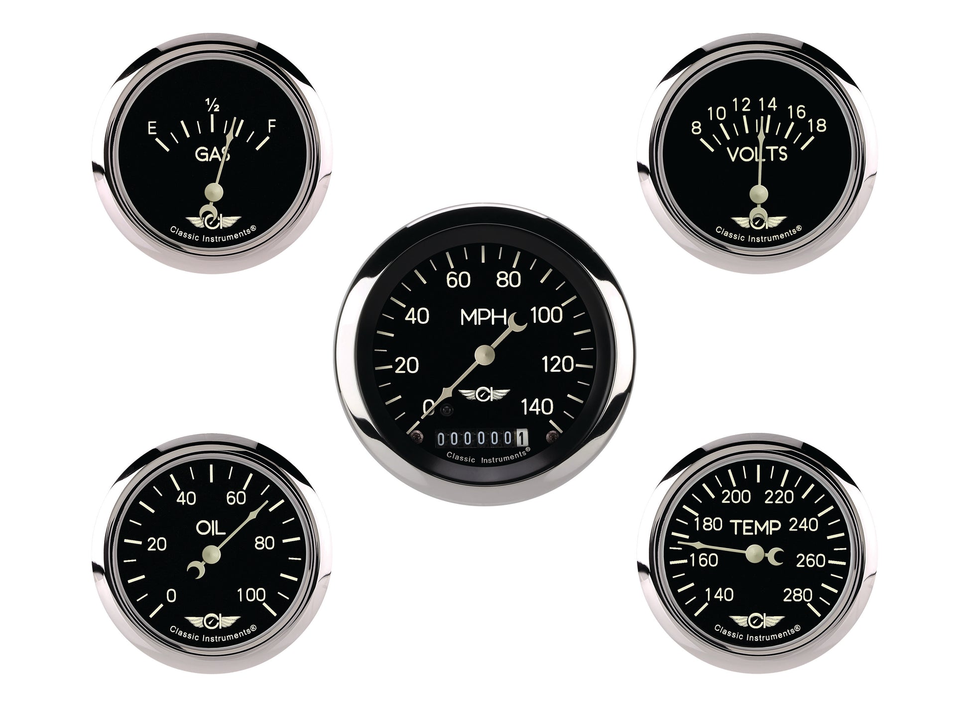 Classic Instruments Classic Series Five Gauge Set, 3-3/8" | Classic Instruments