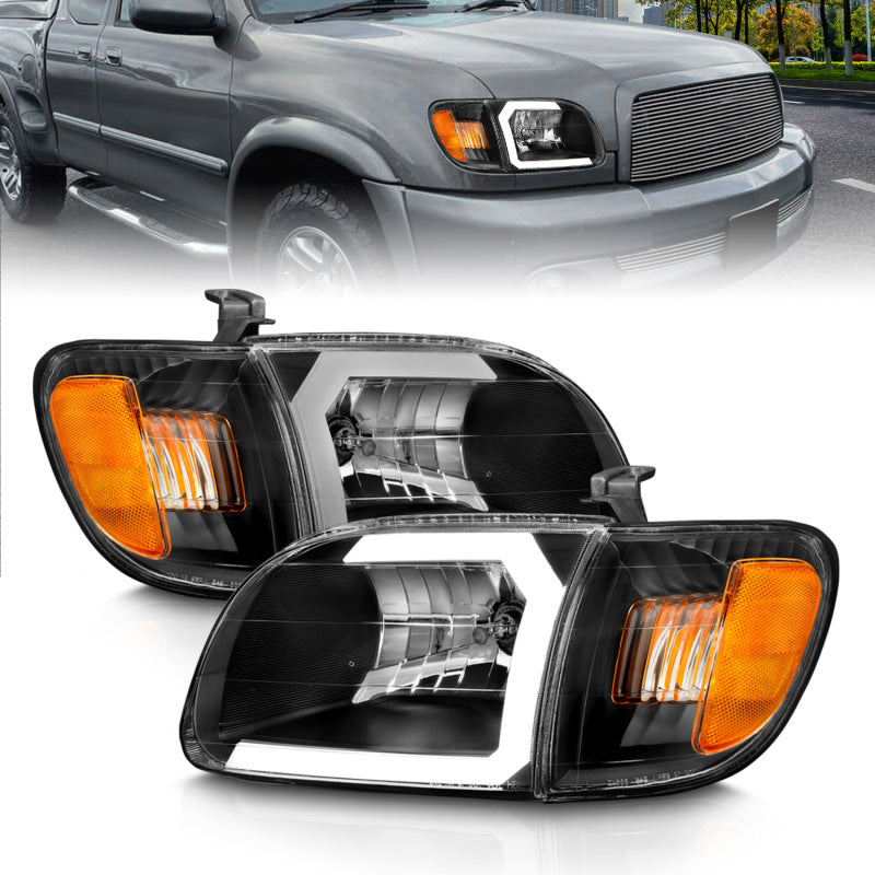 
                      
                        ANZO 00-04 Toyota Tundra (Fits Reg/Acc Cab Only) Crystal Headlights w/Light Bar Black w/Corner Light
                      
                    