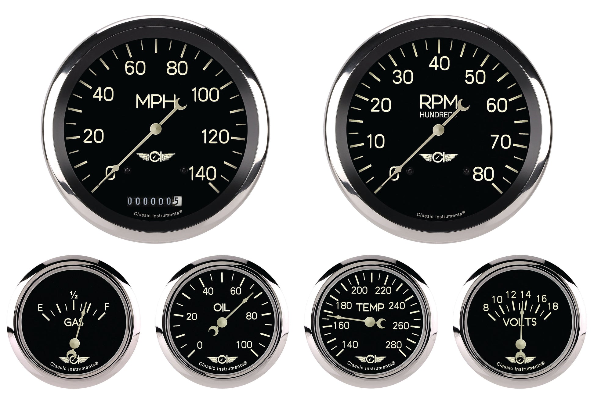 Classic Instruments Classic Series Six Gauge Set, 4-5/8" | Classic Instruments