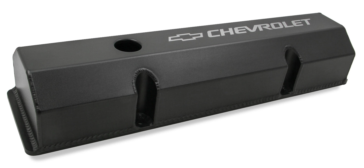 HOLLEY GM LICENSED VALVE COVER - TRACK SERIES - SBC - FABRICATED ALUMINUM - PERIMETER BOLT