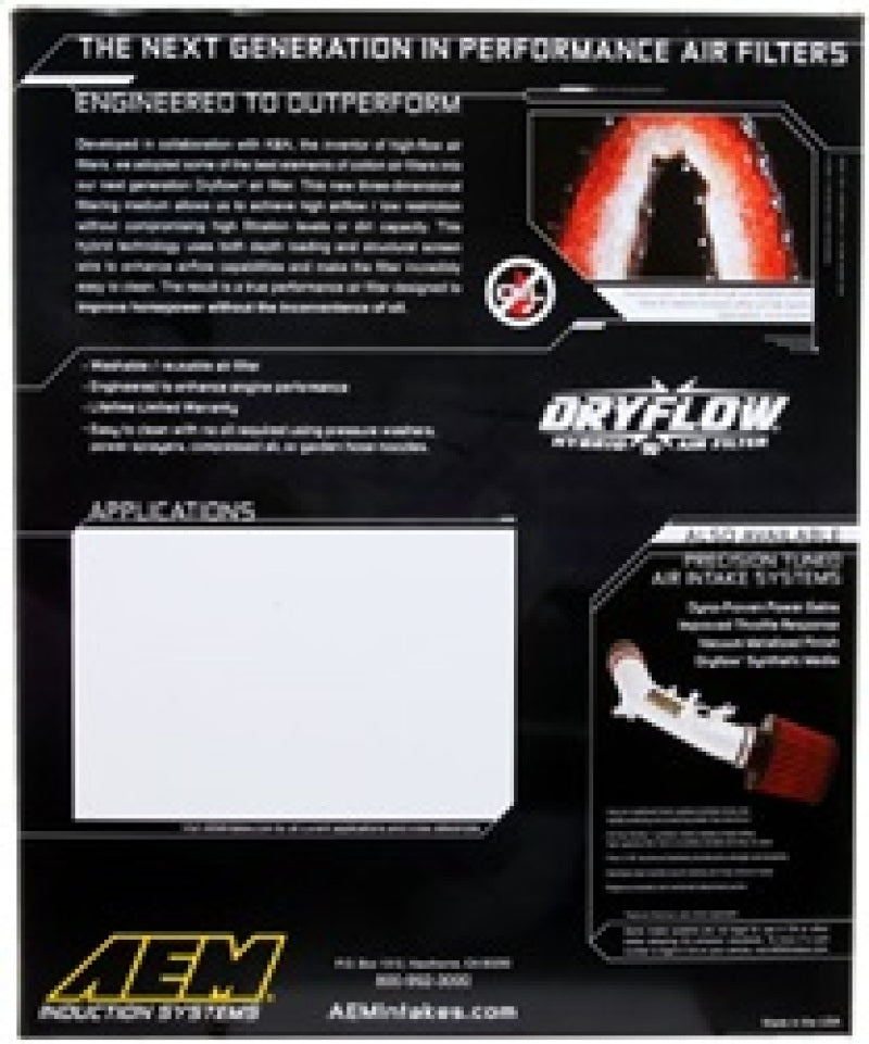 
                      
                        AEM 02-07 Dodge Ram 3.7L (V6)/4.7L-5.9L (V8) Dryflow Panel Air Filter
                      
                    