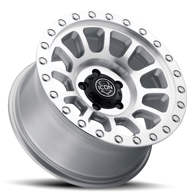 
                      
                        ICON Hulse 17 X 8.5 6 X 5.5 0mm Offset 4.75in BS Silver Machined
                      
                    