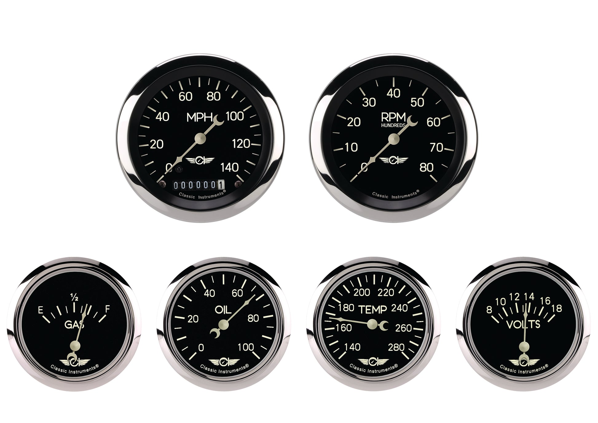 Classic Instruments Classic Series Six Gauge Set, 3-3/8" | Classic Instruments