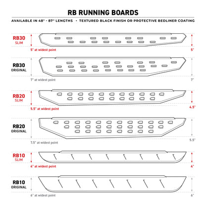 Go Rhino RB10 Running Boards - Bedliner Coating Finish - Complete Kit