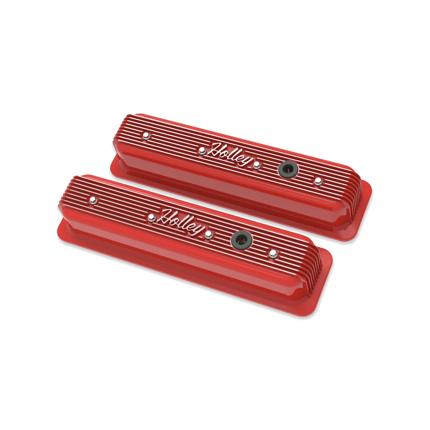 HOLLEY VINTAGE FINNED VALVE COVER - "HOLLEY" SCRIPT - SBC - CENTER BOLT