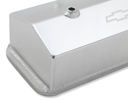 HOLLEY GM LICENSED VALVE COVER - TRACK SERIES - SBC - FABRICATED ALUMINUM - CENTER BOLT