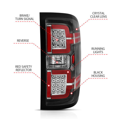 ANZO 2014-2018 Chevy Silverado 1500 LED Taillights Black