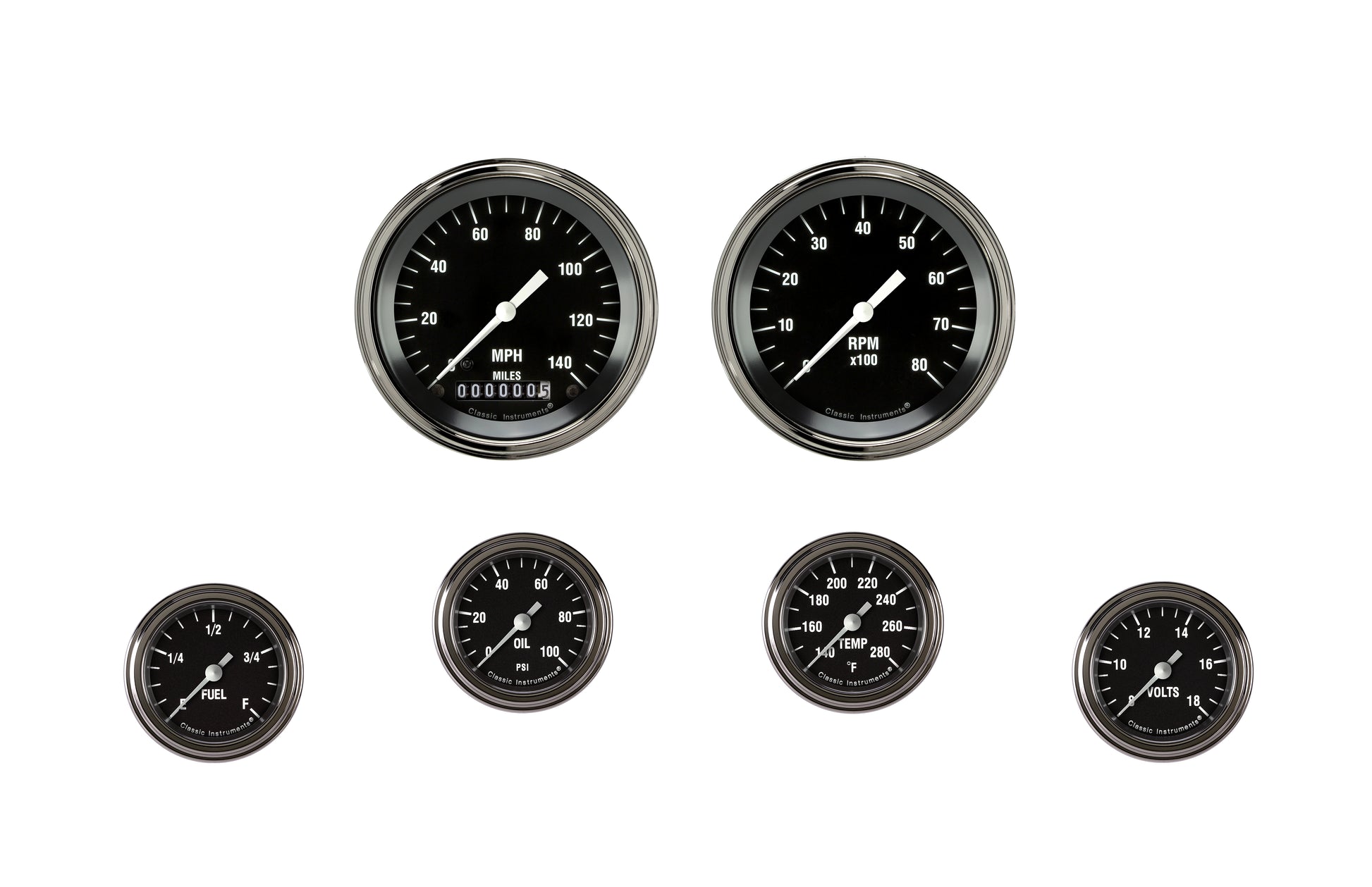 Classic Instruments Hot Rod Six Gauge Set 101 | Classic Instruments