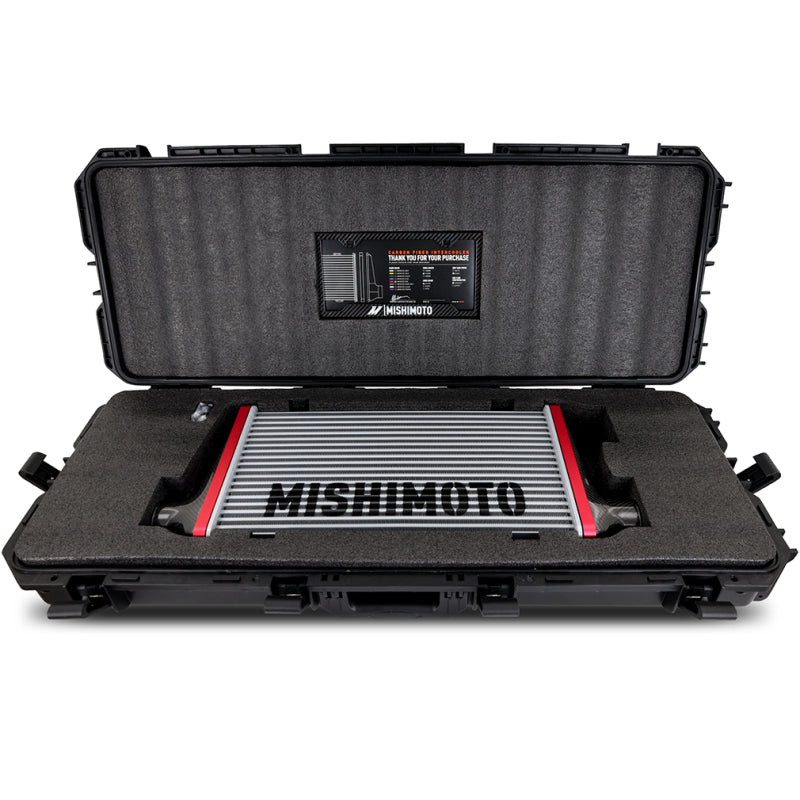 
                      
                        Mishimoto Universal Carbon Fiber Intercooler - Gloss Tanks - 525mm Silver Core - S-Flow - C V-Band
                      
                    
