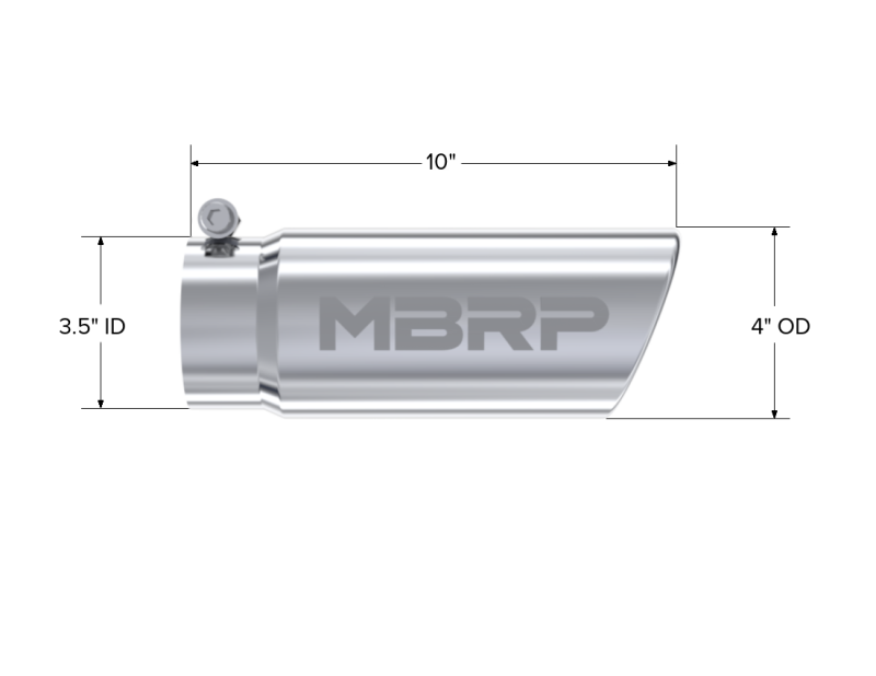 
                      
                        MBRP Universal Tip 4in O.D. Angled Rolled End 3 inlet 10 length
                      
                    
