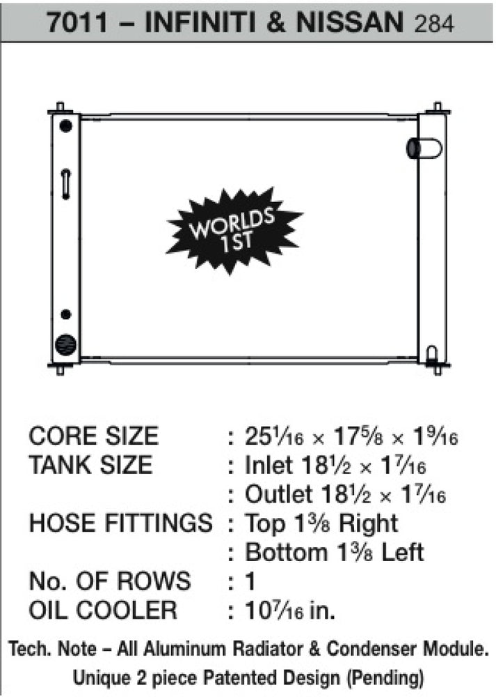 
                      
                        CSF 08-13 Nissan 370Z A/T Radiator
                      
                    