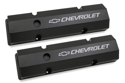 HOLLEY GM LICENSED VALVE COVER - TRACK SERIES - SBC - FABRICATED ALUMINUM - PERIMETER BOLT