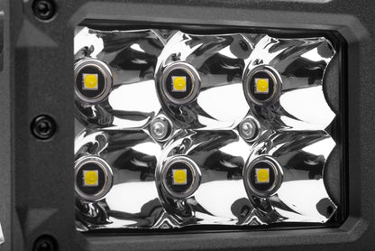 Go Rhino Xplor Bright Series Rectangle LED Spot Light Kit (Surface/Thread Stud Mnt) 4x3 - Blk (Pair)