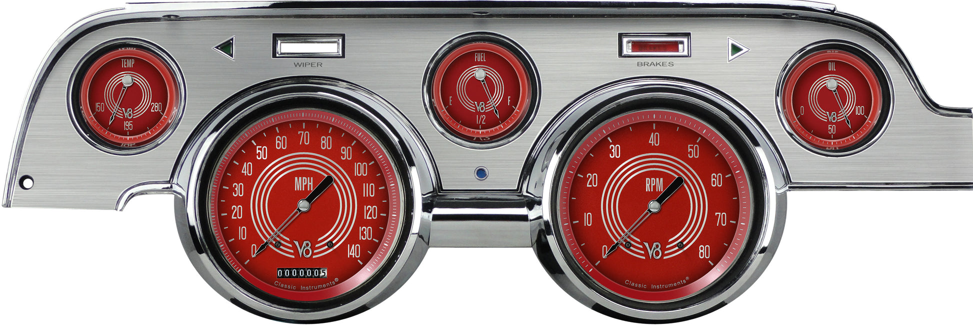 Classic Instruments V8 Red Steelie 1967-68 Mustang | Classic Instruments