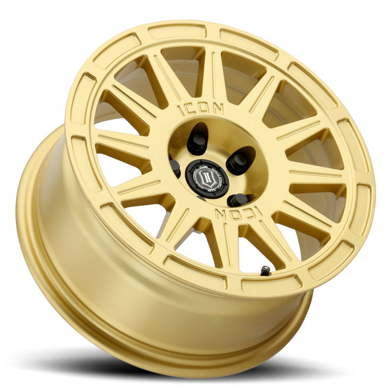 
                      
                        ICON Ricochet 17x8 5x4.5 38mm Offset 6in BS - Gloss Gold Wheel
                      
                    