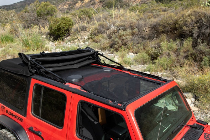 
                      
                        Rampage 2018-2019 Jeep Wrangler(JL) Unlimited Sport 4-Door Mesh Shade Top - Extended - Black
                      
                    
