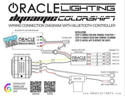 Oracle 08-19 Polaris RZR 570/800/900 Dynamic RGB+W Headlight Halo Kit - - Dynamic