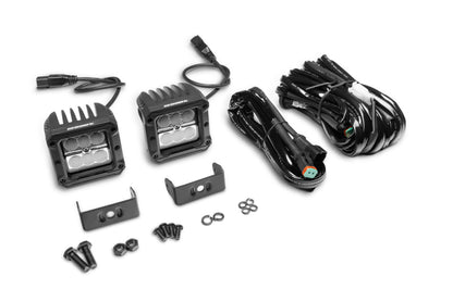 Go Rhino Xplor Bright Series Cube LED Flood Light Kit (Surface/Threaded Stud Mount) 3x3 - Blk (Pair)