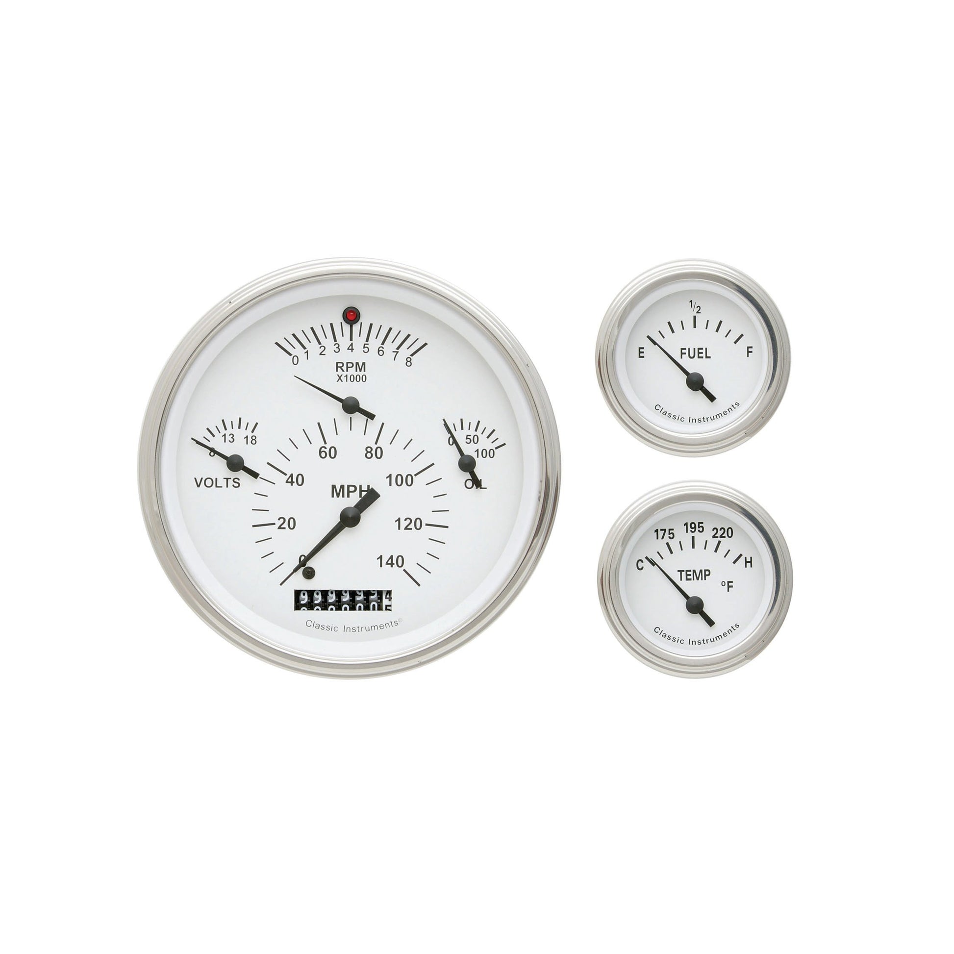 Classic Instruments 1957 Chevy 6 Gauge White-GM | Classic Instruments