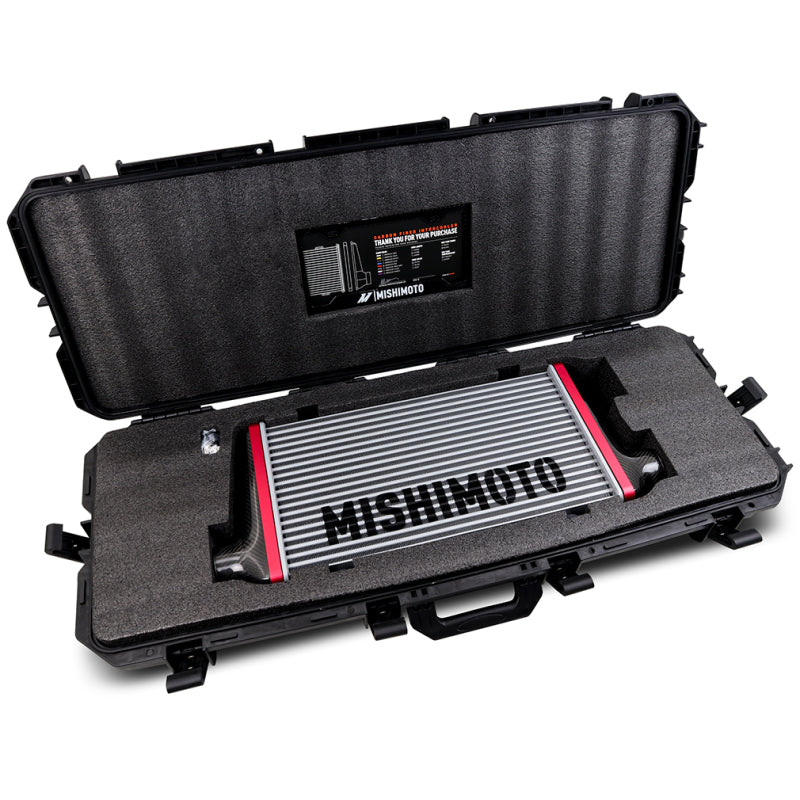 
                      
                        Mishimoto Universal Carbon Fiber Intercooler - Gloss Tanks - 450mm Gold Core - C-Flow - GR V-Band
                      
                    