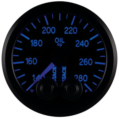 Autometer Stack Instruments 52mm 140-280 Deg F 1/8in NPTF Male Pro Control Oil Temp Gauge - Black