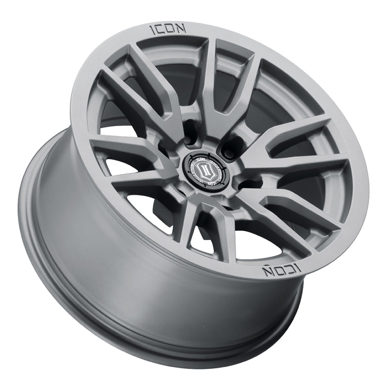 
                      
                        ICON Vector 6 17x8.5 6x5.5 0mm Offset 4.75in BS 106.1mm Bore Titanium Wheel
                      
                    