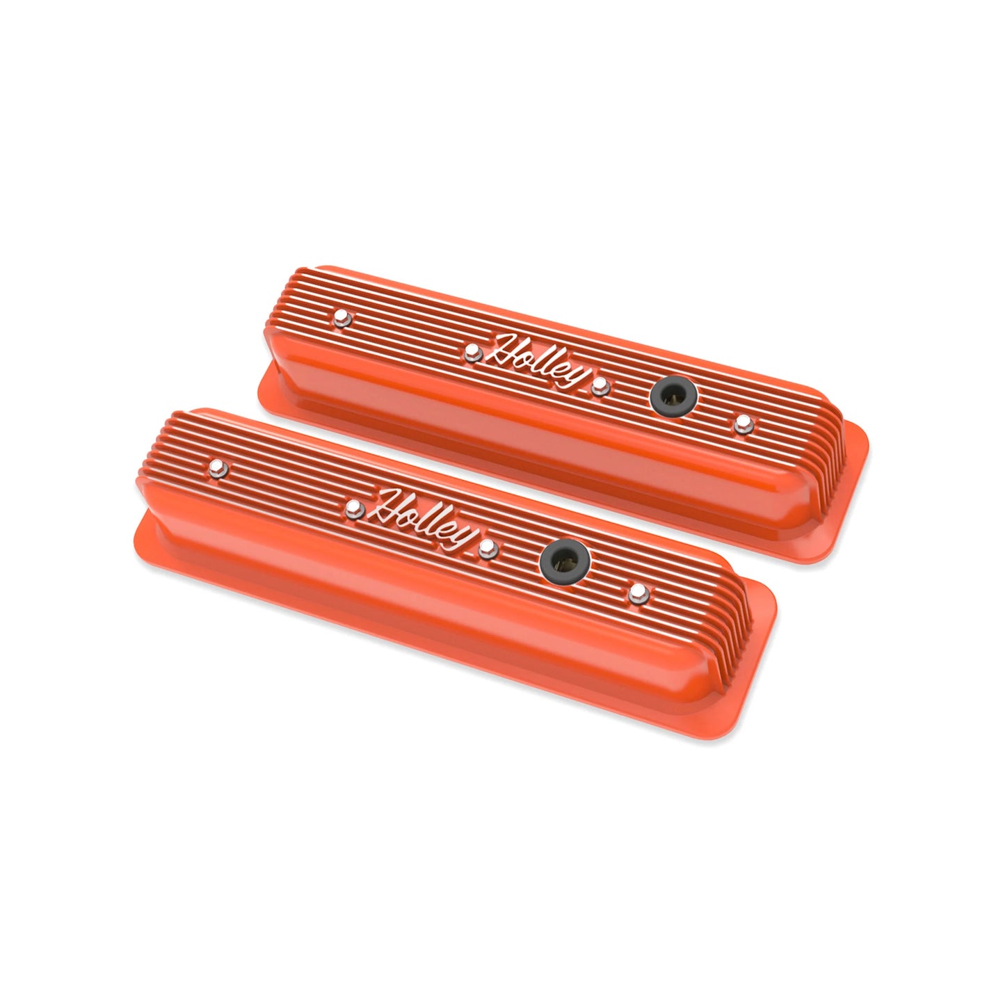 HOLLEY VINTAGE FINNED VALVE COVER - "HOLLEY" SCRIPT - SBC - CENTER BOLT