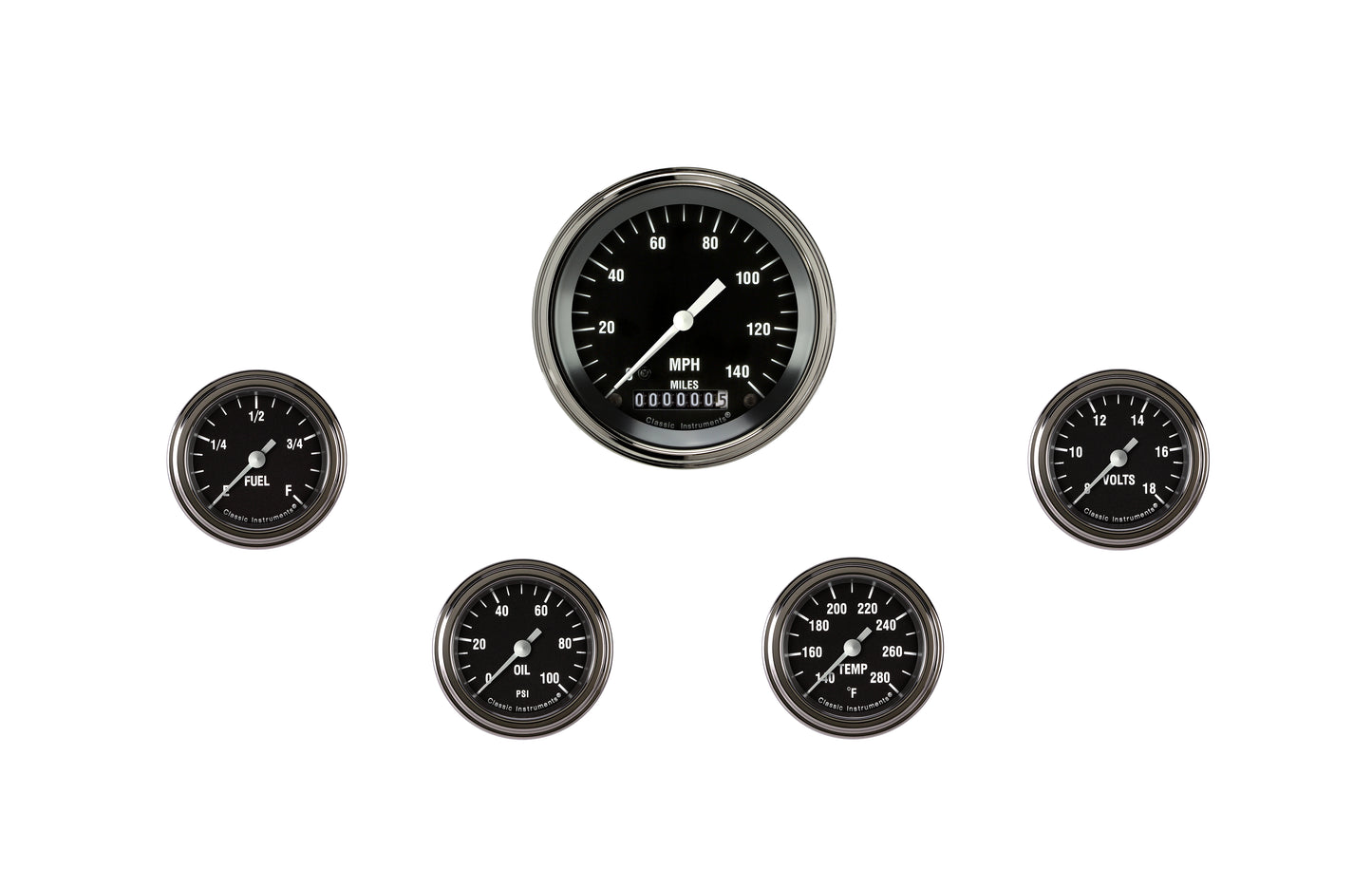 Classic Instruments Hot Rod Five Gauge Set 100 | Classic Instruments