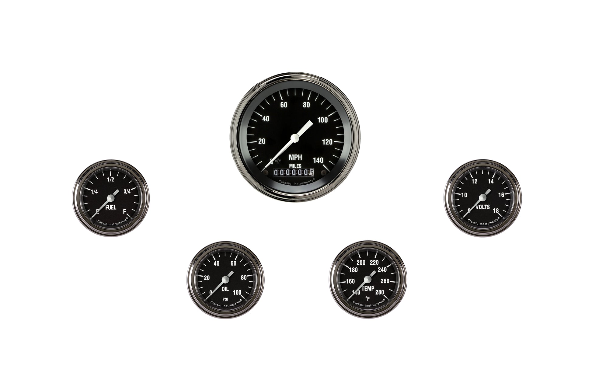 Classic Instruments Hot Rod Five Gauge Set 100 | Classic Instruments