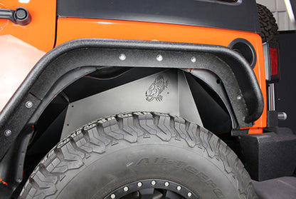 Fishbone Offroad 07-18 Jeep Wrangler JK Logo Aluminum Inner Fenders - Black Powdercoat