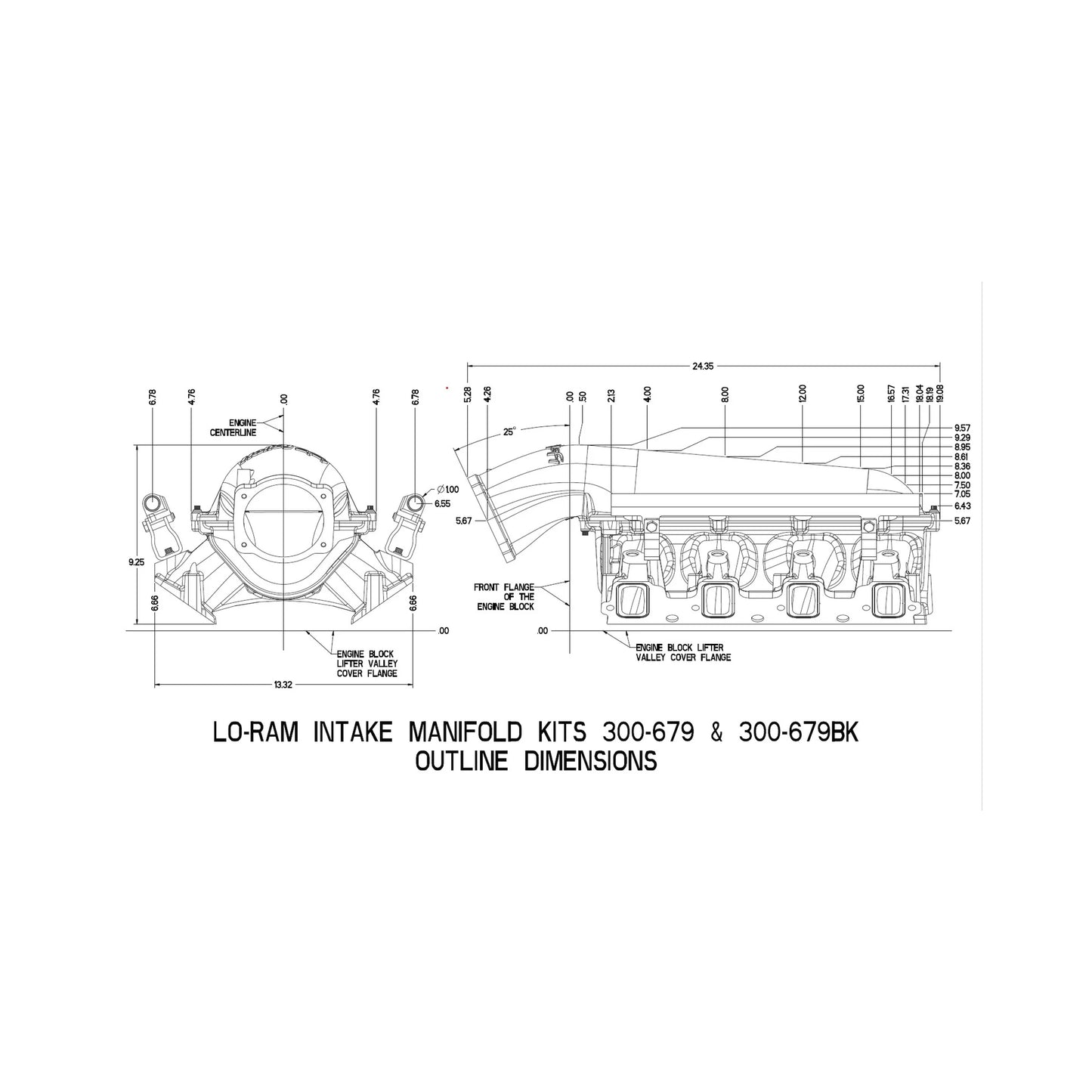 HOLLEY LO-RAM MANIFOLD BASE AND FUEL RAILS DUAL FUEL INJECTOR - GM LS3/L92