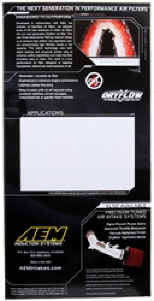 
                      
                        AEM 14.313in O/S L x 6.625in O/S W x 1.5in H DryFlow Air Filter
                      
                    