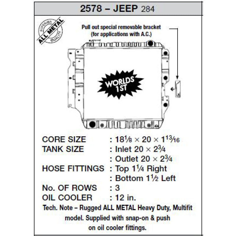 
                      
                        CSF 87-02 Jeep Wrangler 2.5L OEM Plastic Radiator
                      
                    