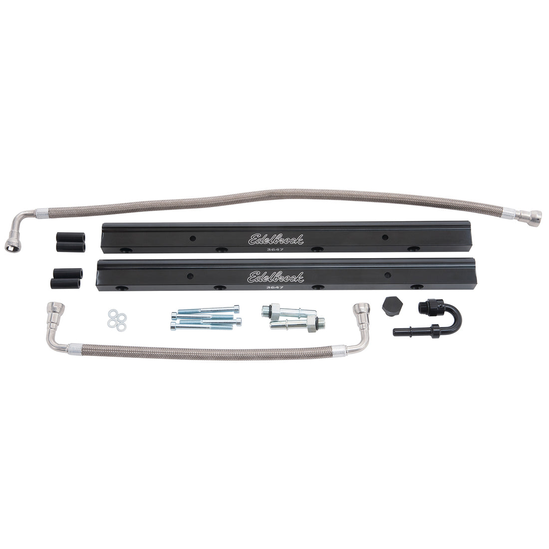 Fuel Injector Rail Kit #3647, -6 AN Black Anodized For Chrysler HEMI 3G Edelbrock