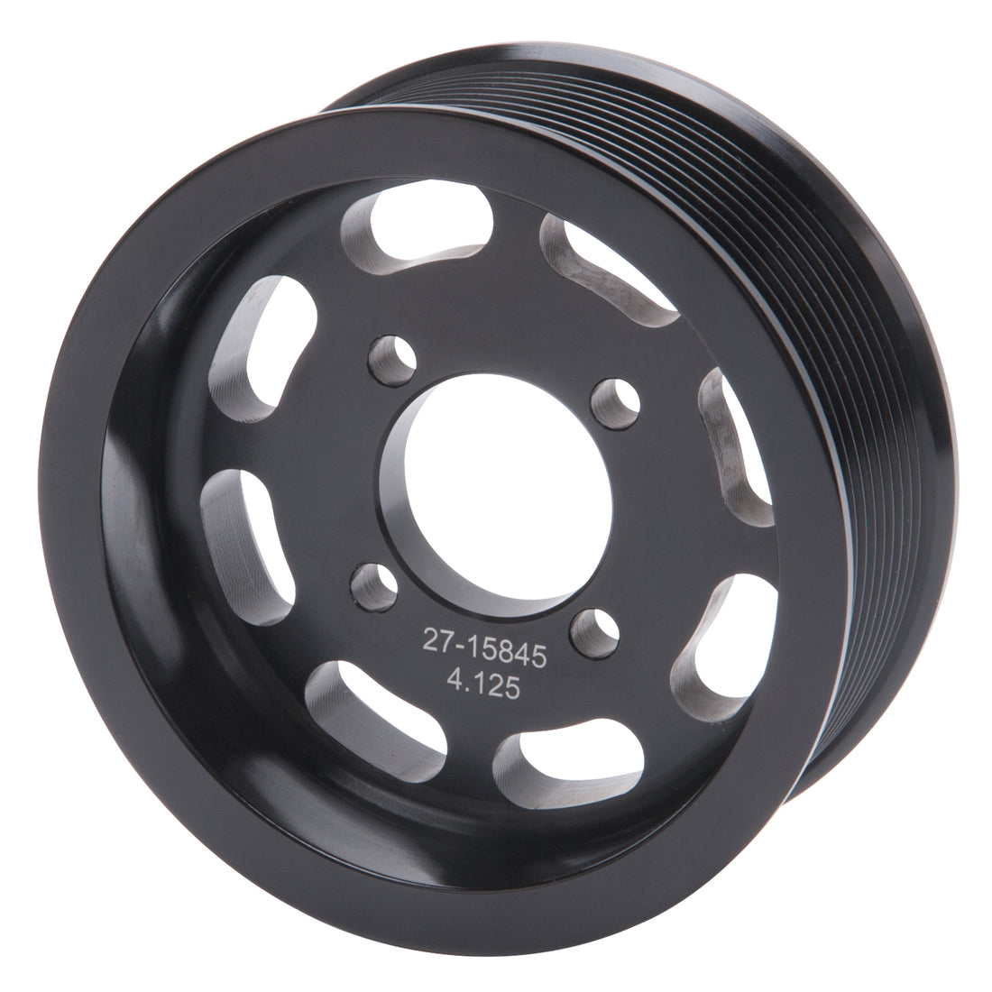 Edelbrock Competition Supercharger Pulley #15845 4.125 in. 10-Rib Black Anodized Edelbrock